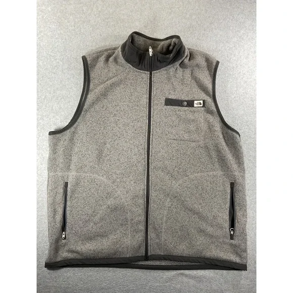 The North Face Mens Gordon Lyons Fleece Vest Heather Grey Full Zip XL 1342