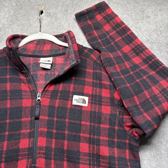 The North Face Gordon Lyons 1/4 Zip Fleece Pullover Plaid‎ Men's Medium