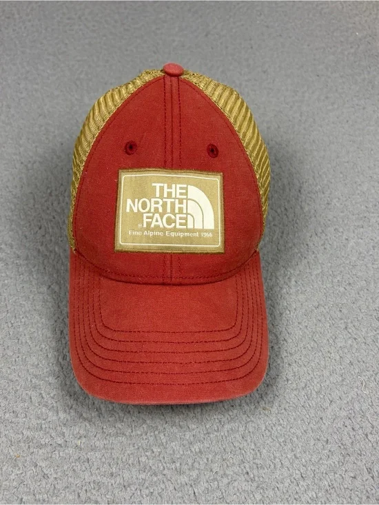 The North Face Red and Gold Trucker Hat Cap SnapBack Adjustable Outdoor Hiking