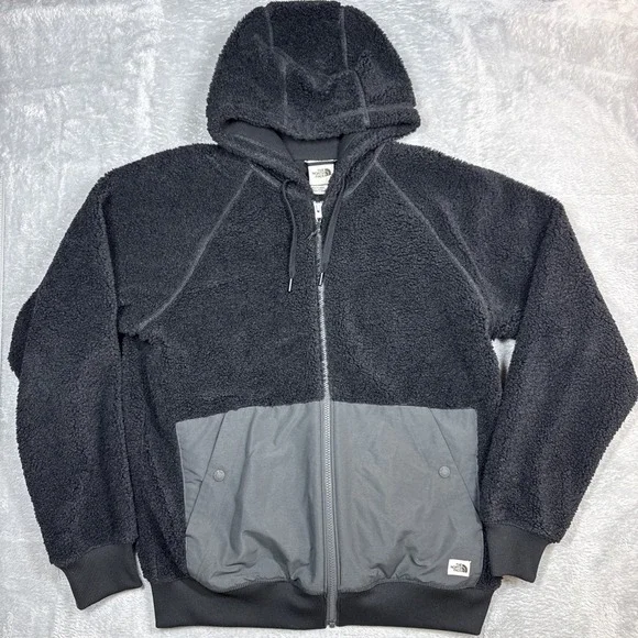 The North Face Ridge Fleece Jacket Hoodie Men Medium Black Deep Pile