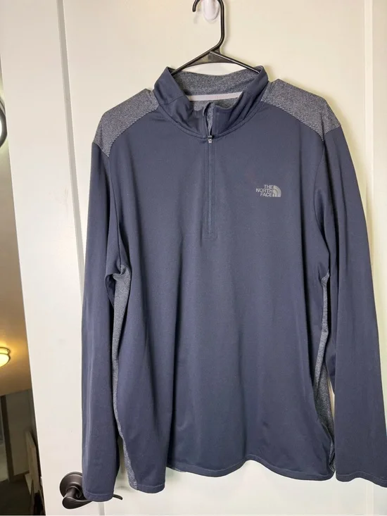 The North Face Mens Lightweight 1/4 Zip Pullover Sweatshirt Blue Grey Stretch XL