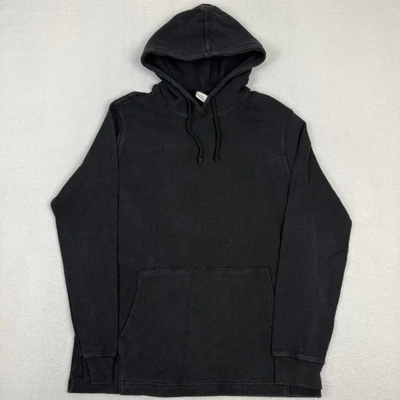 The North Face Men's Large Black Waffle Knit‎ Thermal Pullover Hoodie A7WS8