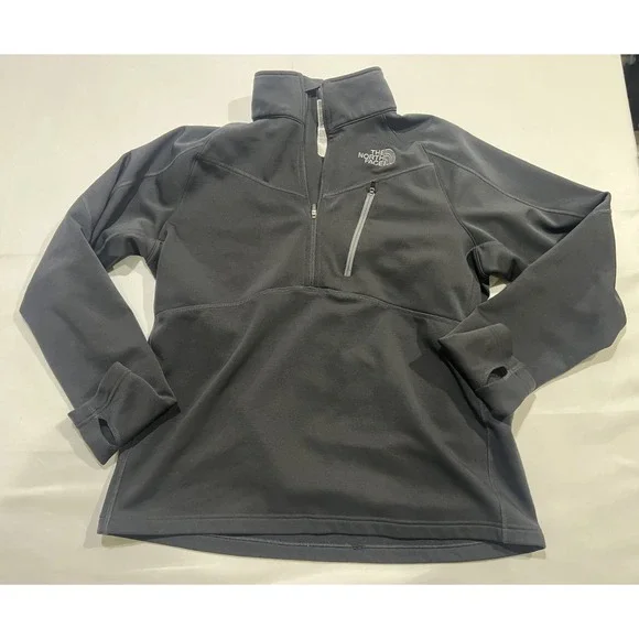 The North Face Fleece Sweatshirt Mens Medium Gray 1/4 Zip Pullover Hiking Casual