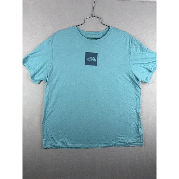 The North Face Mens XXL Blue Graphic T-Shirt Box Logo Short Sleeve Tee