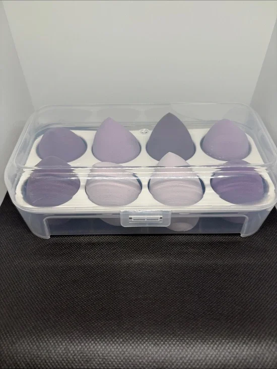 Set of Lavender Makeup Blenders in Clear Storage Case