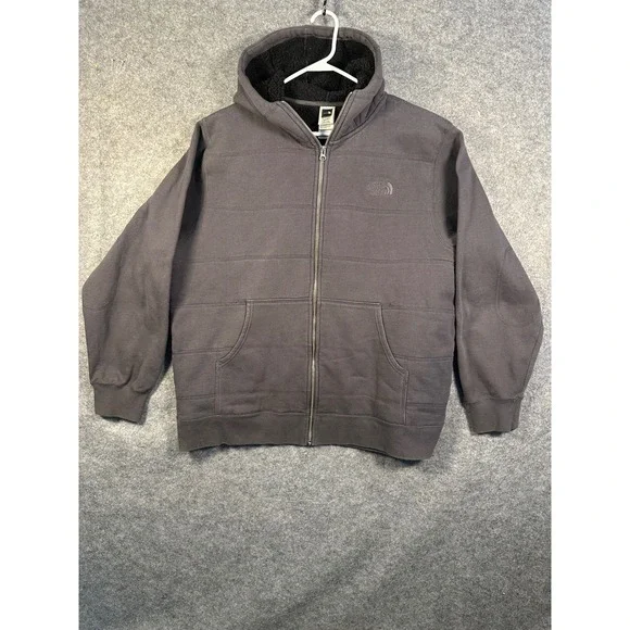 The North Face Mens Charcoal Grey Sherpa Lined Full Zip Hoodie XXL A16E TB3H‎