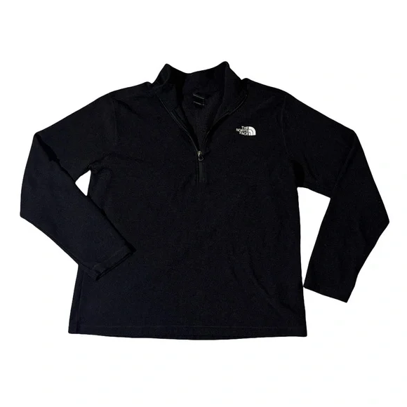 The North Face mens XL black fleece polyester 1/4 zip pullover sweater EUC
