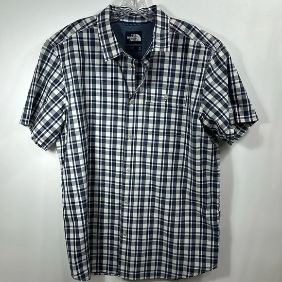 The North Face blue plaid button-down shirt size XL