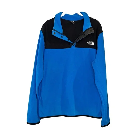 The North Face Men's L Blue/Black Colorblock Fleece 1/4 Zip Mock Neck