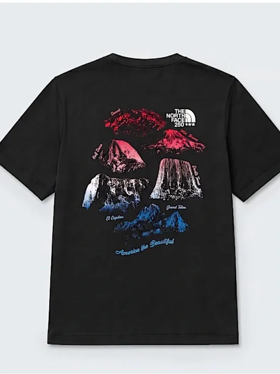 The North Face Men’s Black Short-Sleeve Tee with Red & Blue Mountain Graphic XXl