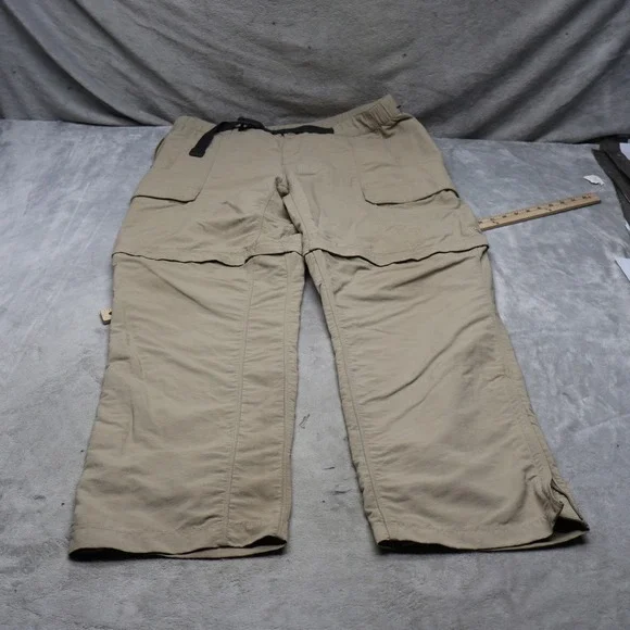 North Face Pants Mens XL Beige Convertible Cargo Belted Hiking Rain Wind 38x32