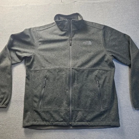 The North Face‎ Fleece Jacket Mens Large Gray Full Zip Mock Neck Outdoor