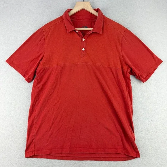 The North Face Polo Shirt Mens Large Red Outdoor Preppy Office Short Sleeve