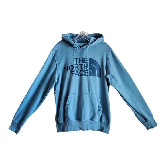 THE NORTH FACE Men S Hoodie Sweatshirt Blue Logo Drawstring Kangaroo Pocket 42