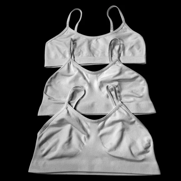 Nordstrom Girls Seamless Bralette Set of 3 White Medium/Large