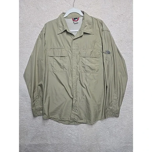The North Face Nylon Mens Light‎ Weight Button Down Fishing Shirt XL