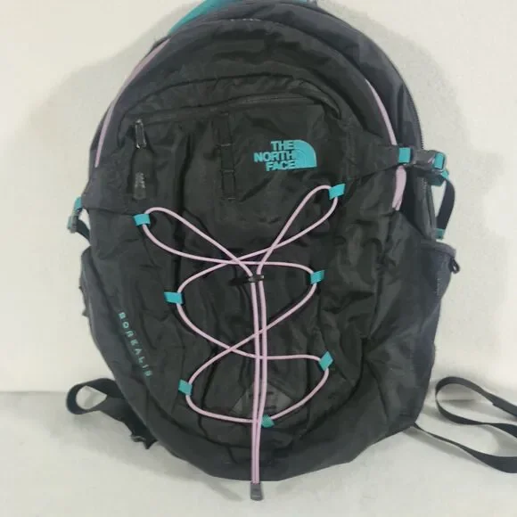 The North Face Borealis Flex Vent Backpack Book Bag Laptop Black Teal Purple