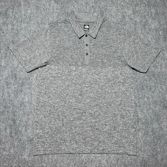 The North Face Polo Men Large Gray Short Sleeve Performance Shirt Golf Wicking