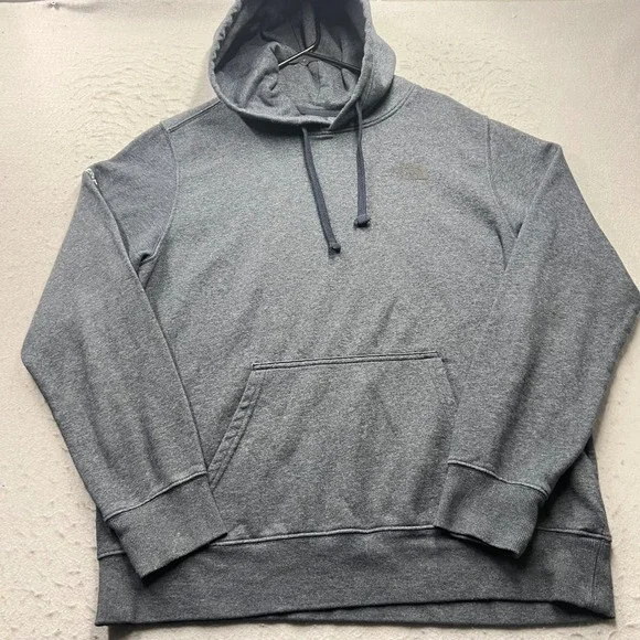 The North Face Mens Hoodie Gray Fleece Pullover Baxter Logo Size L 1712