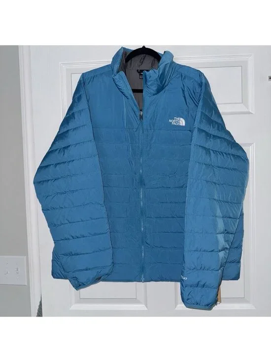 North Face Minoqua Men’s XXL Down Full Zip Puffer Jacket Digital Steel Blue NEW