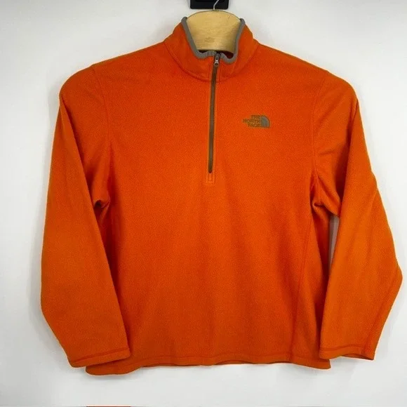 The North Face Men's Large Orange TKA 100 Glacier 1/4 Zip Fleece Pullover