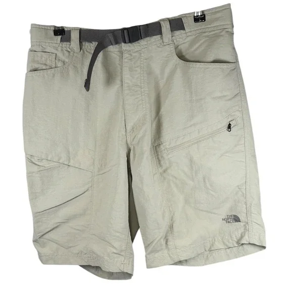 The North Face Mens Horizon Cargo Shorts Khaki Tan Nylon Hiking Belted