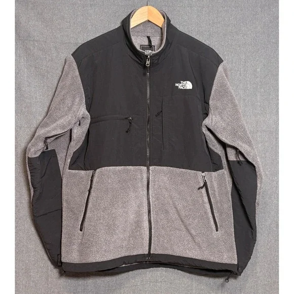 The North Face Denali Polartec Fleece Jacket Mens Large Grey Black Colorblock