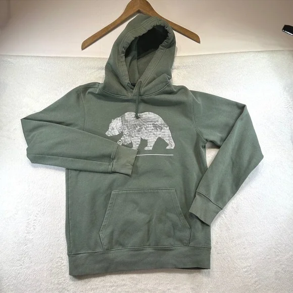 The North Face Gorpcore Bear Graphic Hoodie Small Green Outdoorsy Pullover