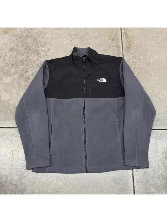 vintage the north face grey zip up fleece jacket size large