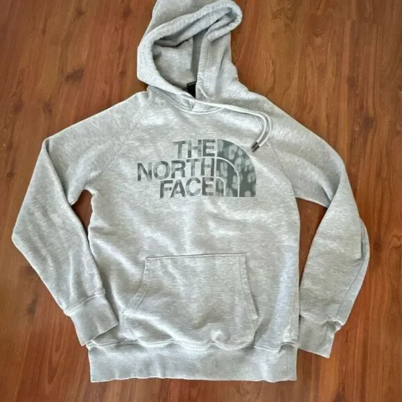 The North Face light Heather gray hoodie pull over sweatshirt size xS