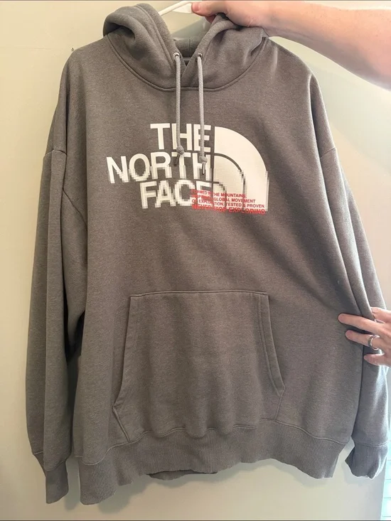 The North Face Men's Hoodie in Gray with White Logo