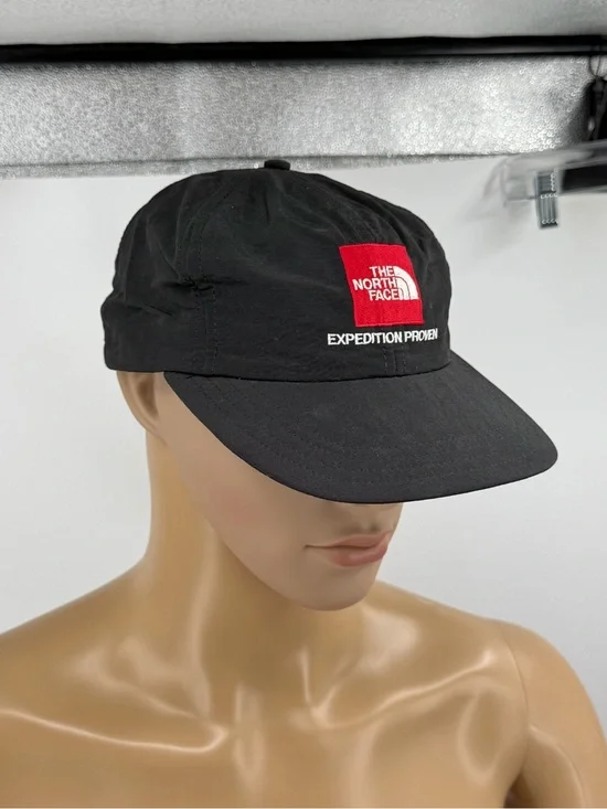 Vintage 90s The North Face Expedition Proven 30 Years Black Strapback Cap Hat