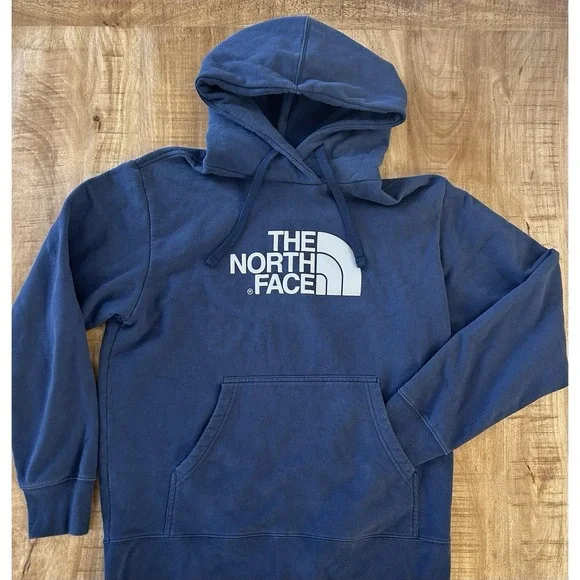 North Face Hoodie Mens Large Blue Fleece Pullover Hooded Sweatshirt