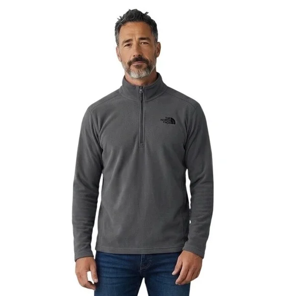 The North Face Mens TKA 100 Quarter Zip Fleece Pullover Dark Gray XL Regular