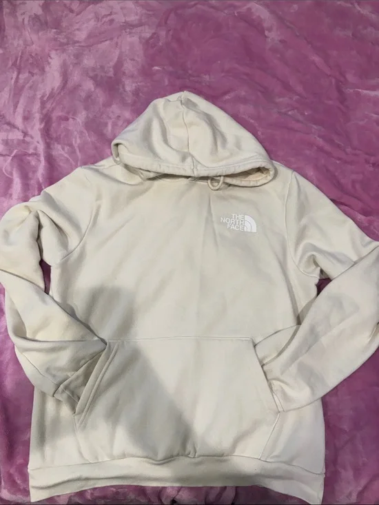 The North Face Cream Pullover Hoodie with Small Logo