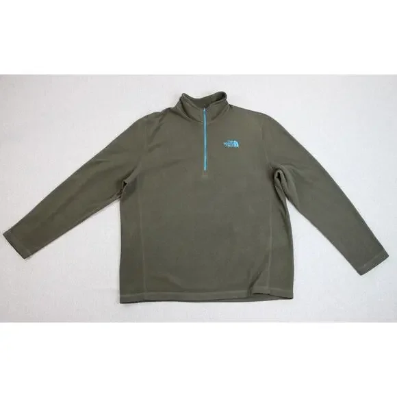 The North Face Sweatshirt Mens‎ XL Green Fleece 1/4 Zip Mock Neck Long Sleeve
