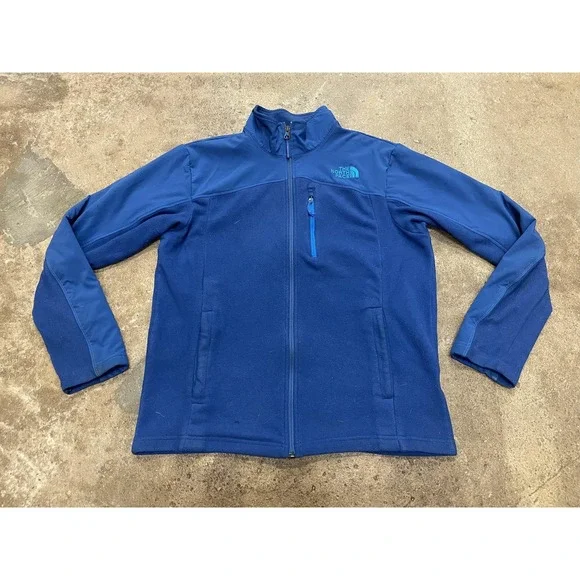 The North Face Jacket Mens Medium‎ Blue Fleece Softshell Full Zip Hiking Trail