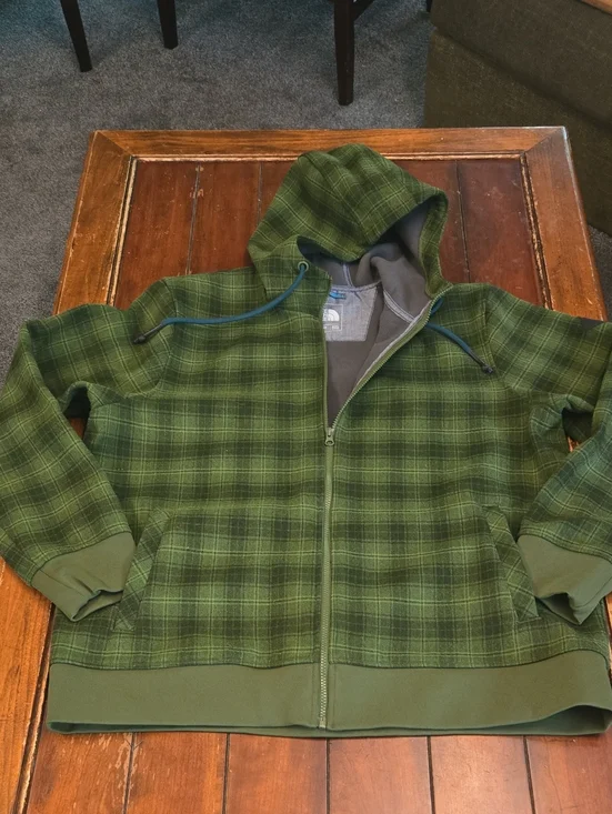 The North Face Green Plaid Hoodie Jacket