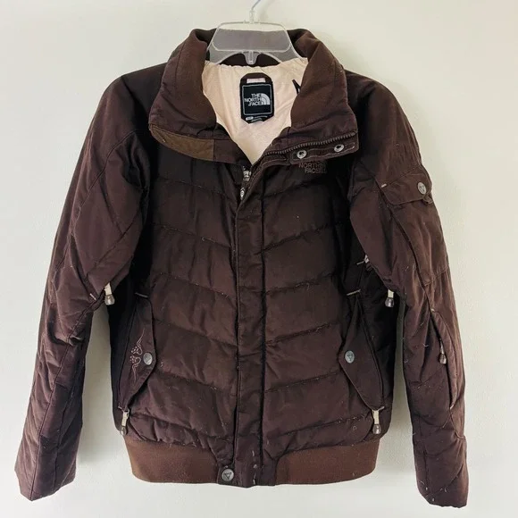 The North Face 600 Down Puffer‎ Jacket Brown RECCO Ski Snowboard Women's Small