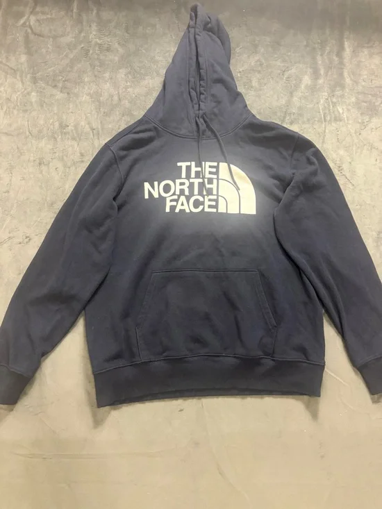 The North Face Men's Blue Graphic Logo Pullover Hoodie Fleece Cotton L