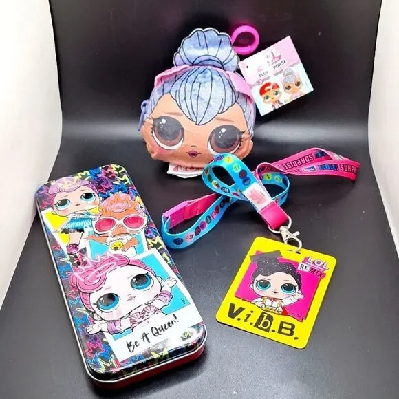 LOL SURPRISE bundle pencil case change purse lanyard vibb pass