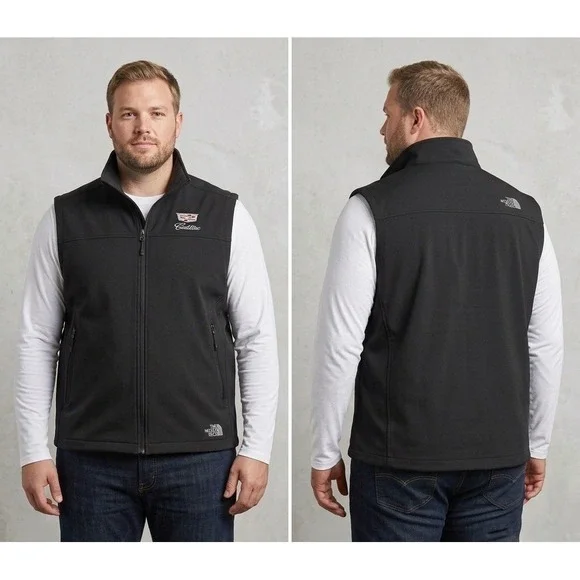 The North Face Mens Cadillac Softshell Vest Black Full Zip Jacket 2XL NF0A3LGZ