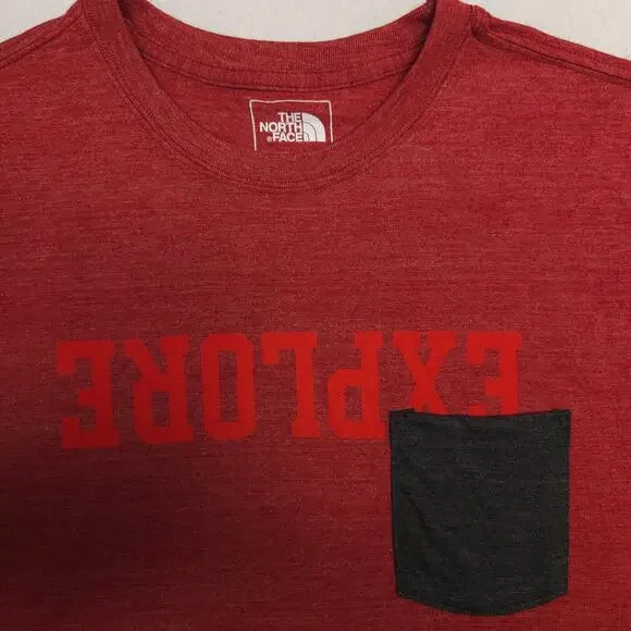 The North Face Explore Short Sleeve Crew Neck Graphic T-Shirt Mens Size M Red