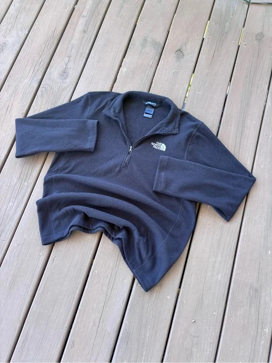 North Face Fleece Pullover Sz S Black Quarter Zip