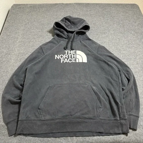 The North Face Mens Logo‎ Spellout Hoodie Faded Black Size L Grunge Outdoor Camp
