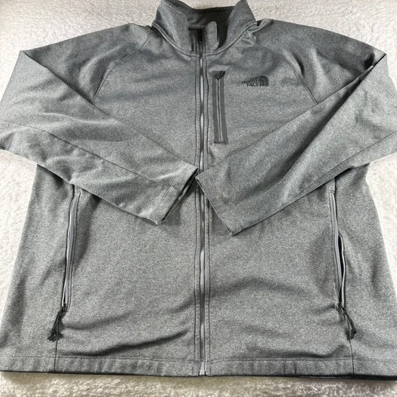 The North Face Men's XXL 2XL Full Zip Sweatshirt Light Gray Pocket Grey‎ Clean