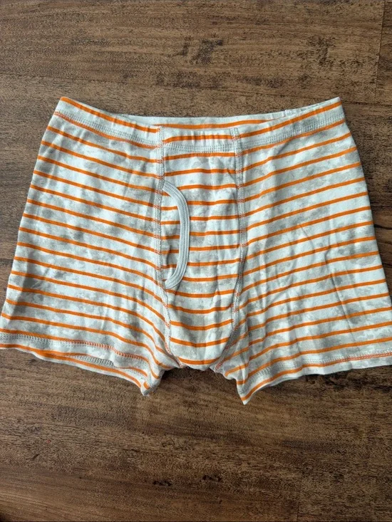 Boy’s Striped Cotton Boxer Briefs - Orange/White size xl 12