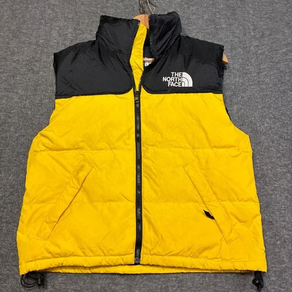 Vintage The North Face‎ Nuptse 700 Puffer Vest Mens Small Yellow Black Gorpcore