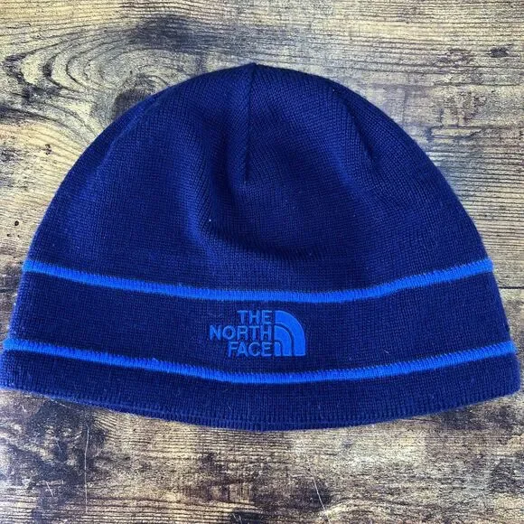 The North Face Embroidered Blue Beanie Hat Cap