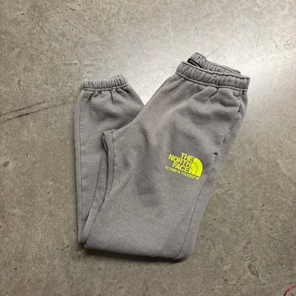 The North Face Mens Yosemite Coordinate Logo Sweatpants Grey Neon Yellow Small